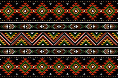 Geometrik etnik oryantal desensiz geleneksel tasarım arka plan, halı, duvar kağıdı. Giysiler, ambalaj, Batik kumaşı, Vektör illüstrasyonu. Nakış stili - Sadu, sadou, sado