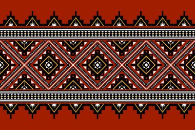 Geometrik etnik oryantal desensiz geleneksel tasarım arka plan, halı, duvar kağıdı. Giysiler, ambalaj, Batik kumaşı, Vektör illüstrasyonu. Nakış stili - Sadu, sadou, sado