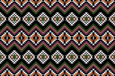 Geometrik etnik oryantal desensiz geleneksel tasarım arka plan, halı, duvar kağıdı. Giysiler, ambalaj, Batik kumaşı, Vektör illüstrasyonu. Nakış stili - Sadu, sadou, sado