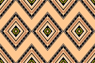 Geometrik etnik oryantal desensiz geleneksel tasarım arka plan, halı, duvar kağıdı. Giysiler, ambalaj, Batik kumaşı, Vektör illüstrasyonu. Nakış stili - Sadu, sadou, sado