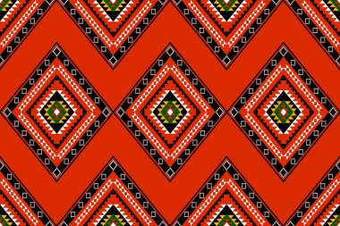 Geometrik etnik oryantal desensiz geleneksel tasarım arka plan, halı, duvar kağıdı. Giysiler, ambalaj, Batik kumaşı, Vektör illüstrasyonu. Nakış stili - Sadu, sadou, sado