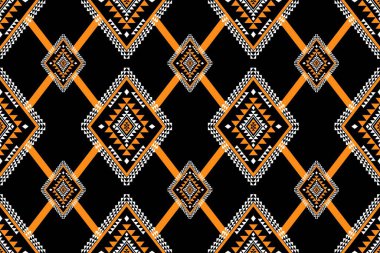 Geometrik etnik oryantal desensiz geleneksel tasarım arka plan, halı, duvar kağıdı. Giysiler, ambalaj, Batik kumaşı, Vektör illüstrasyonu. Nakış stili - Sadu, sadou, sado