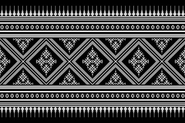 Geometrik etnik oryantal desensiz geleneksel tasarım arka plan, halı, duvar kağıdı. Giysiler, ambalaj, Batik kumaşı, Vektör illüstrasyonu. Nakış stili - Sadu, sadou, sado