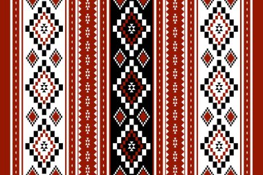 Geometrik etnik oryantal desensiz geleneksel tasarım arka plan, halı, duvar kağıdı. Giysiler, ambalaj, Batik kumaşı, Vektör illüstrasyonu. Nakış stili - Sadu, sadou, sado