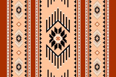 Geometrik etnik oryantal desensiz geleneksel tasarım arka plan, halı, duvar kağıdı. Giysiler, ambalaj, Batik kumaşı, Vektör illüstrasyonu. Nakış stili - Sadu, sadou, sado