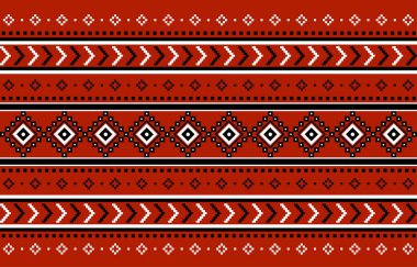 Geometrik etnik oryantal desensiz geleneksel tasarım arka plan, halı, duvar kağıdı. Giysiler, ambalaj, Batik kumaşı, Vektör illüstrasyonu. Nakış stili - Sadu, sadou, sado