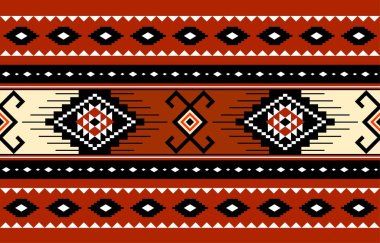 Geometrik etnik oryantal desensiz geleneksel tasarım arka plan, halı, duvar kağıdı. Giysiler, ambalaj, Batik kumaşı, Vektör illüstrasyonu. Nakış stili - Sadu, sadou, sado