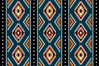 Geometrik etnik oryantal desensiz geleneksel tasarım arka plan, halı, duvar kağıdı. Giysiler, ambalaj, Batik kumaşı, Vektör illüstrasyonu. Nakış stili - Sadu, sadou, sado