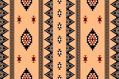 Geometrik etnik oryantal desensiz geleneksel tasarım arka plan, halı, duvar kağıdı. Giysiler, ambalaj, Batik kumaşı, Vektör illüstrasyonu. Nakış stili - Sadu, sadou, sado