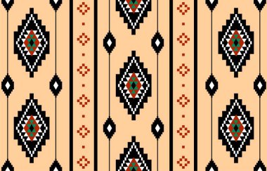 Geometrik etnik oryantal desensiz geleneksel tasarım arka plan, halı, duvar kağıdı. Giysiler, ambalaj, Batik kumaşı, Vektör illüstrasyonu. Nakış stili - Sadu, sadou, sado