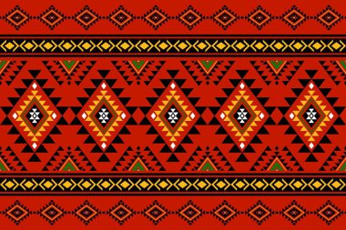 Geometrik etnik oryantal desensiz geleneksel tasarım arka plan, halı, duvar kağıdı. Giyim, ambalaj, Batik kumaşı, Vektör illüstrasyonu. Nakış tarzı, Sadu.