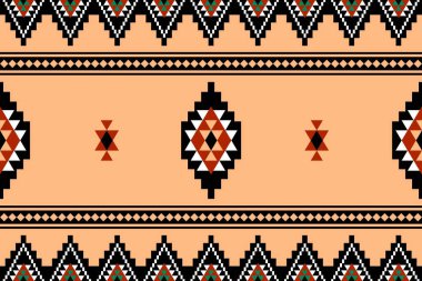 Geometrik etnik oryantal desensiz geleneksel tasarım arka plan, halı, duvar kağıdı. Giyim, ambalaj, Batik kumaşı, Vektör illüstrasyonu. Nakış tarzı, Sadu.