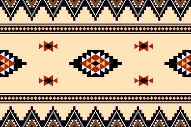 Geometrik etnik oryantal desensiz geleneksel tasarım arka plan, halı, duvar kağıdı. Giyim, ambalaj, Batik kumaşı, Vektör illüstrasyonu. Nakış tarzı, Sadu.