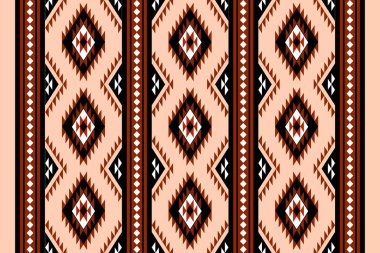 Geometrik etnik oryantal desensiz geleneksel tasarım arka plan, halı, duvar kağıdı. Giyim, ambalaj, Batik kumaşı, Vektör illüstrasyonu. Nakış tarzı, Sadu.