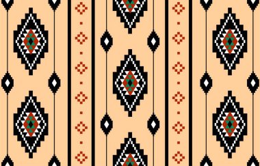 Geometrik etnik oryantal desensiz geleneksel tasarım arka plan, halı, duvar kağıdı. Giyim, ambalaj, Batik kumaşı, Vektör illüstrasyonu. Nakış tarzı, Sadu