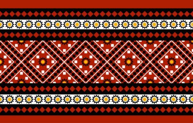 Geometrik etnik oryantal desensiz geleneksel tasarım arka plan, halı, duvar kağıdı. Giyim, ambalaj, Batik kumaşı, Vektör illüstrasyonu. Nakış tarzı, Sadu.