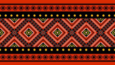 Geometrik etnik oryantal desensiz geleneksel tasarım arka plan, halı, duvar kağıdı. Giyim, ambalaj, Batik kumaşı, Vektör illüstrasyonu. Nakış tarzı, Sadu.