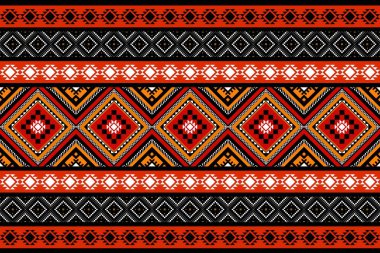 Geometrik etnik oryantal desensiz geleneksel tasarım arka plan, halı, duvar kağıdı. Giyim, ambalaj, Batik kumaşı, Vektör illüstrasyonu. Nakış tarzı, Sadu.