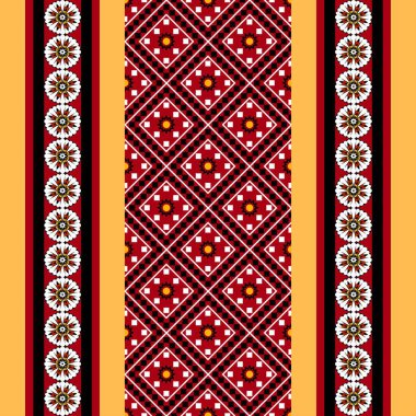 Geometrik etnik oryantal desensiz geleneksel tasarım arka plan, halı, duvar kağıdı. Giyim, ambalaj, Batik kumaşı, Vektör illüstrasyonu. Nakış tarzı, Sadu.