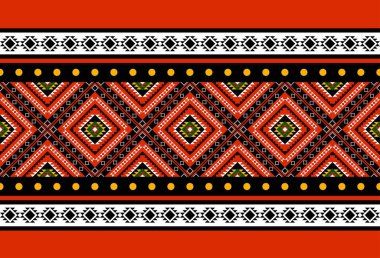 Geometrik etnik oryantal desensiz geleneksel tasarım arka plan, halı, duvar kağıdı. Giyim, ambalaj, Batik kumaşı, Vektör illüstrasyonu. Nakış tarzı, Sadu.