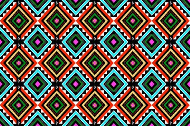 Geometrik etnik oryantal desensiz geleneksel tasarım arka plan, halı, duvar kağıdı. Giyim, ambalaj, Batik kumaşı, Vektör illüstrasyonu. Nakış tarzı, Sadu.