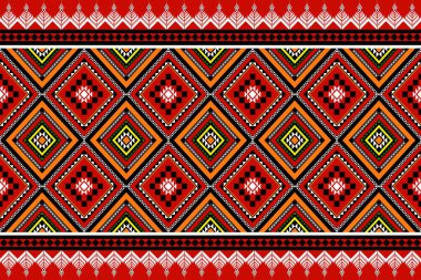 Geometrik etnik oryantal desensiz geleneksel tasarım arka plan, halı, duvar kağıdı. Giysiler, ambalaj, Batik kumaşı, Vektör illüstrasyonu. Nakış stili - Sadu, sadou, sado