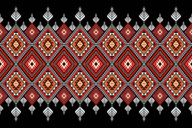 Geometrik etnik oryantal desensiz geleneksel tasarım arka plan, halı, duvar kağıdı. Giysiler, ambalaj, Batik kumaşı, Vektör illüstrasyonu. Nakış stili - Sadu, sadou, sado