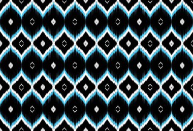Geometrik etnik oryantal ikat modeli geleneksel arka plan, halı, duvar kağıdı, giysi, ambalaj, Batik, kumaş, Vektör illüstrasyonu.nakış biçimi.