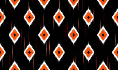 Geometrik etnik oryantal ikat modeli geleneksel arka plan, halı, duvar kağıdı, giysi, ambalaj, Batik, kumaş, Vektör illüstrasyonu.nakış biçimi.