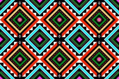 Geometrik etnik oryantal desensiz geleneksel tasarım arka plan, halı, duvar kağıdı. Giysiler, ambalaj, Batik kumaşı, Vektör illüstrasyonu. Nakış stili - Sadu, sadou, sado