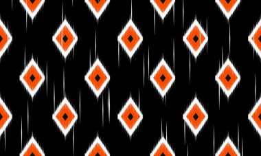 Geometrik etnik oryantal ikat modeli geleneksel arka plan, halı, duvar kağıdı, giysi, ambalaj, Batik, kumaş, Vektör illüstrasyonu.nakış biçimi.