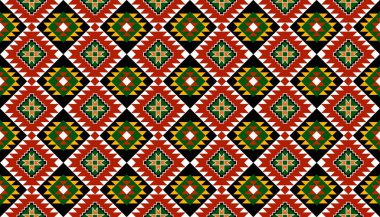 Geometrik etnik oryantal desensiz geleneksel tasarım arka plan, halı, duvar kağıdı. Giysiler, ambalaj, Batik kumaşı, Vektör illüstrasyonu. Nakış stili - Sadu, sadou, sado