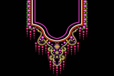 Geleneksel Geometrik Etnik Doğu deseni. Moda kadınları için çiçek işlemeli tasarım. Arka plan, duvar kağıdı, giysi ve ambalaj..