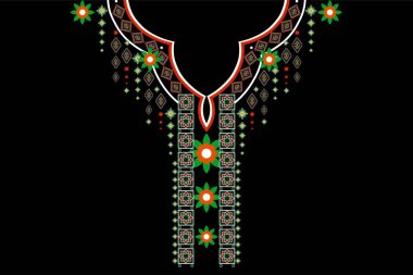 Geleneksel Geometrik Etnik Doğu deseni. Moda kadınları için çiçek işlemeli tasarım. Arka plan, duvar kağıdı, giysi ve ambalaj..