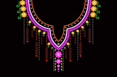 Geleneksel Geometrik Etnik Doğu deseni. Moda kadınları için çiçek işlemeli tasarım. Arka plan, duvar kağıdı, giysi ve ambalaj..