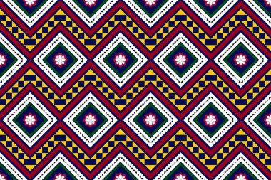 Geometrik etnik oryantal desensiz geleneksel tasarım arka plan, halı, duvar kağıdı. Giysiler, ambalaj, Batik kumaşı, Vektör illüstrasyonu. Nakış stili - Sadu, sadou, sado