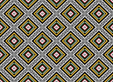 Geometrik etnik oryantal desensiz geleneksel tasarım arka plan, halı, duvar kağıdı. Giysiler, ambalaj, Batik kumaşı, Vektör illüstrasyonu. Nakış stili - Sadu, sadou, sado