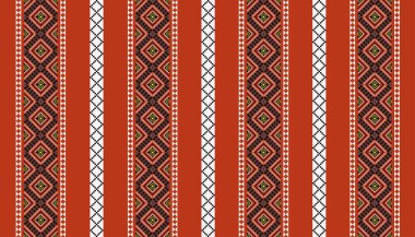 Geometrik etnik oryantal desensiz geleneksel tasarım arka plan, halı, duvar kağıdı. Giysiler, ambalaj, Batik kumaşı, Vektör illüstrasyonu. Nakış stili - Sadu, sadou, sado