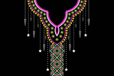 Geleneksel Geometrik Etnik Doğu deseni. Moda kadınları için çiçek işlemeli tasarım. Arka plan, duvar kağıdı, giysi ve ambalaj..