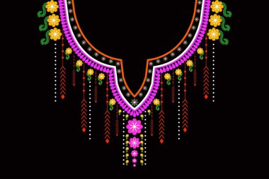 Geleneksel Geometrik Etnik Doğu deseni. Moda kadınları için çiçek işlemeli tasarım. Arka plan, duvar kağıdı, giysi ve ambalaj..