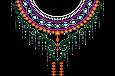 Geleneksel Geometrik Etnik Doğu deseni. Moda kadınları için çiçek işlemeli tasarım. Arka plan, duvar kağıdı, giysi ve ambalaj..