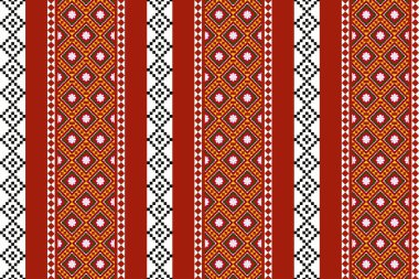 Geometrik etnik oryantal desensiz geleneksel tasarım arka plan, halı, duvar kağıdı. Giysiler, ambalaj, Batik kumaşı, Vektör illüstrasyonu. Nakış stili - Sadu, sadou, sado