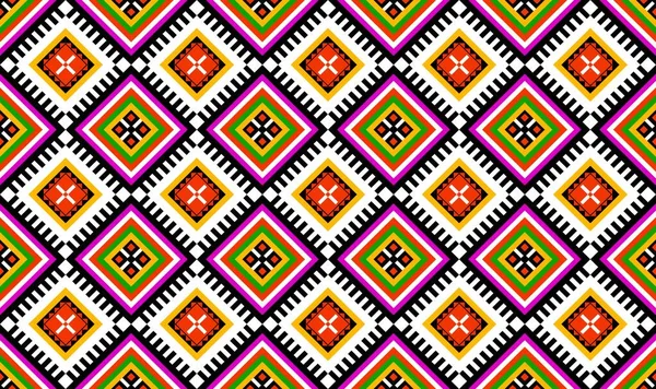 Geometrik etnik oryantal desensiz geleneksel tasarım arka plan, halı, duvar kağıdı. Giysiler, ambalaj, Batik kumaşı, Vektör illüstrasyonu. Nakış stili - Sadu, sadou, sado