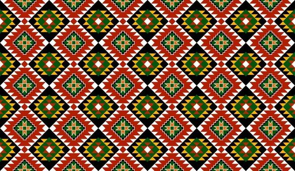 Geometrik etnik oryantal desensiz geleneksel tasarım arka plan, halı, duvar kağıdı. Giysiler, ambalaj, Batik kumaşı, Vektör illüstrasyonu. Nakış stili - Sadu, sadou, sado