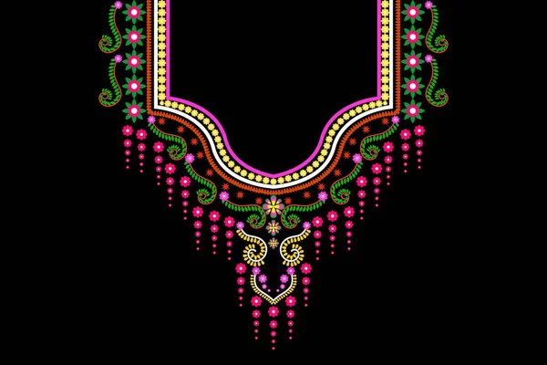 Geometrische Ethnische Orientalische Muster Traditionelle Floral Halskette Stickereidesign Für Mode — Stockvektor