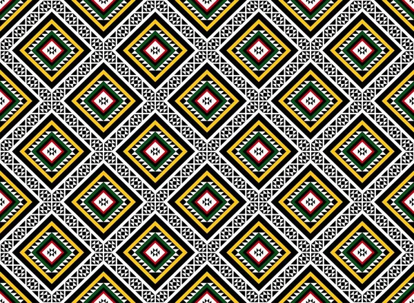 Geometrik etnik oryantal desensiz geleneksel tasarım arka plan, halı, duvar kağıdı. Giysiler, ambalaj, Batik kumaşı, Vektör illüstrasyonu. Nakış stili - Sadu, sadou, sado