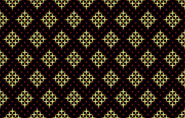 Geometrik etnik oryantal desensiz geleneksel tasarım arka plan, halı, duvar kağıdı. Giysiler, ambalaj, Batik kumaşı, Vektör illüstrasyonu. Nakış stili - Sadu, sadou, sado