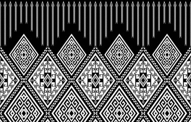Geometrik etnik oryantal desensiz geleneksel tasarım arka plan, halı, duvar kağıdı. Giysiler, ambalaj, Batik kumaşı, Vektör illüstrasyonu. Nakış stili - Sadu, sadou, sado