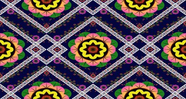 Geometrik etnik oryantal desensiz geleneksel tasarım arka plan, halı, duvar kağıdı. Giyim, ambalaj, Batik kumaşı, Vektör illüstrasyonu. Nakış tarzı, Sadu.