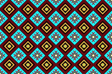 Geometrik etnik oryantal desensiz geleneksel tasarım arka plan, halı, duvar kağıdı. Giyim, ambalaj, Batik kumaşı, Vektör illüstrasyonu. Nakış tarzı, Sadu.